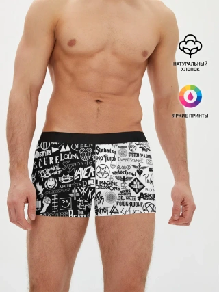 Мужские трусы боксеры / ЛОГОТИПЫ РОК ГРУПП