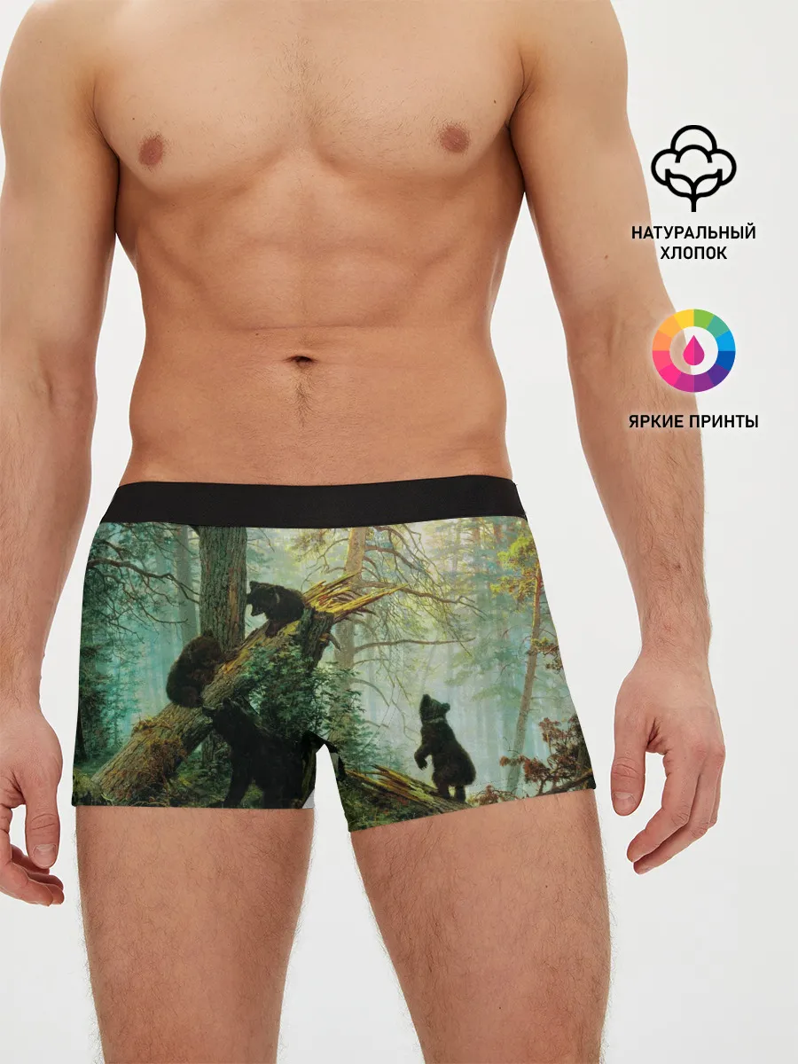 Мужские трусы боксеры / Утро в сосновом лесу