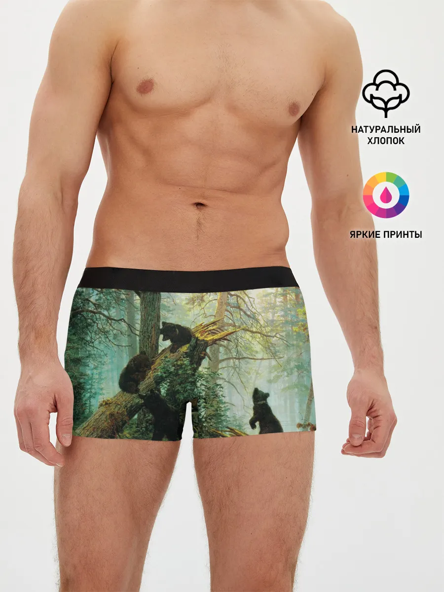 Мужские трусы боксеры / Утро в сосновом лесу