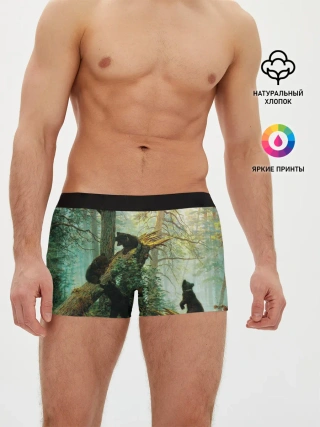 Мужские трусы боксеры / Утро в сосновом лесу