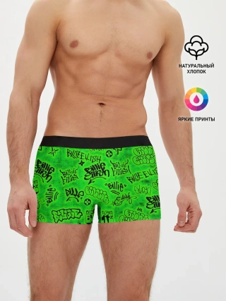 Мужские трусы боксеры / Billie Eilish Graffiti glow