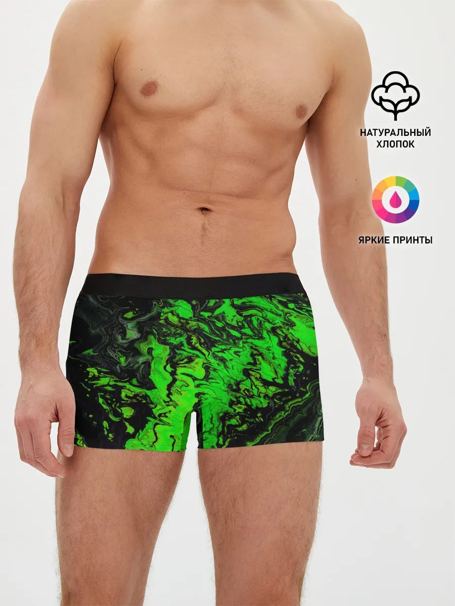 Мужские трусы боксеры / Тёмные зеленые краски