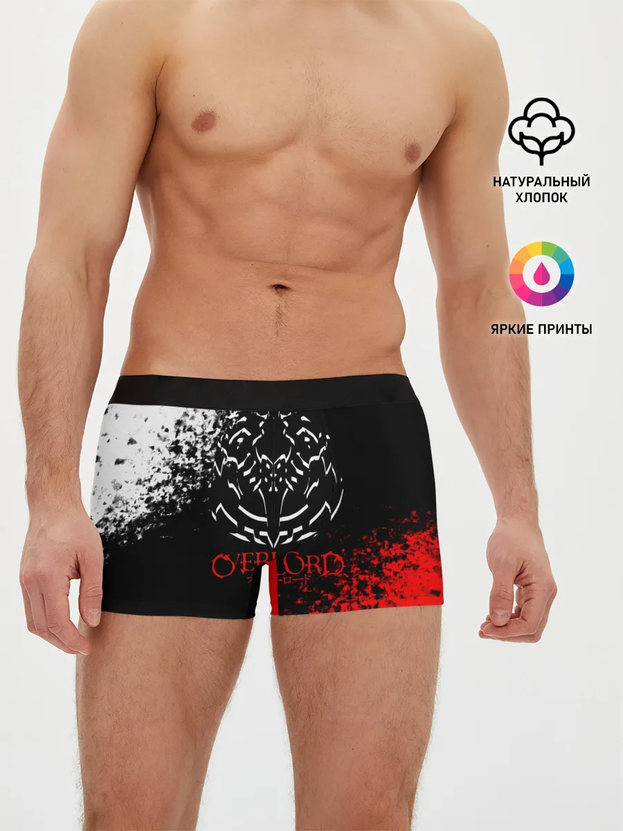 Мужские трусы боксеры / Оверлорд лого краснобелый