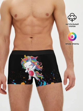 Мужские трусы боксеры / Радужный единорог