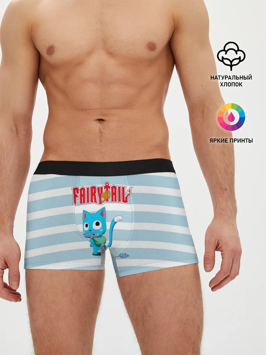 Мужские трусы боксеры / Кот на полосочках