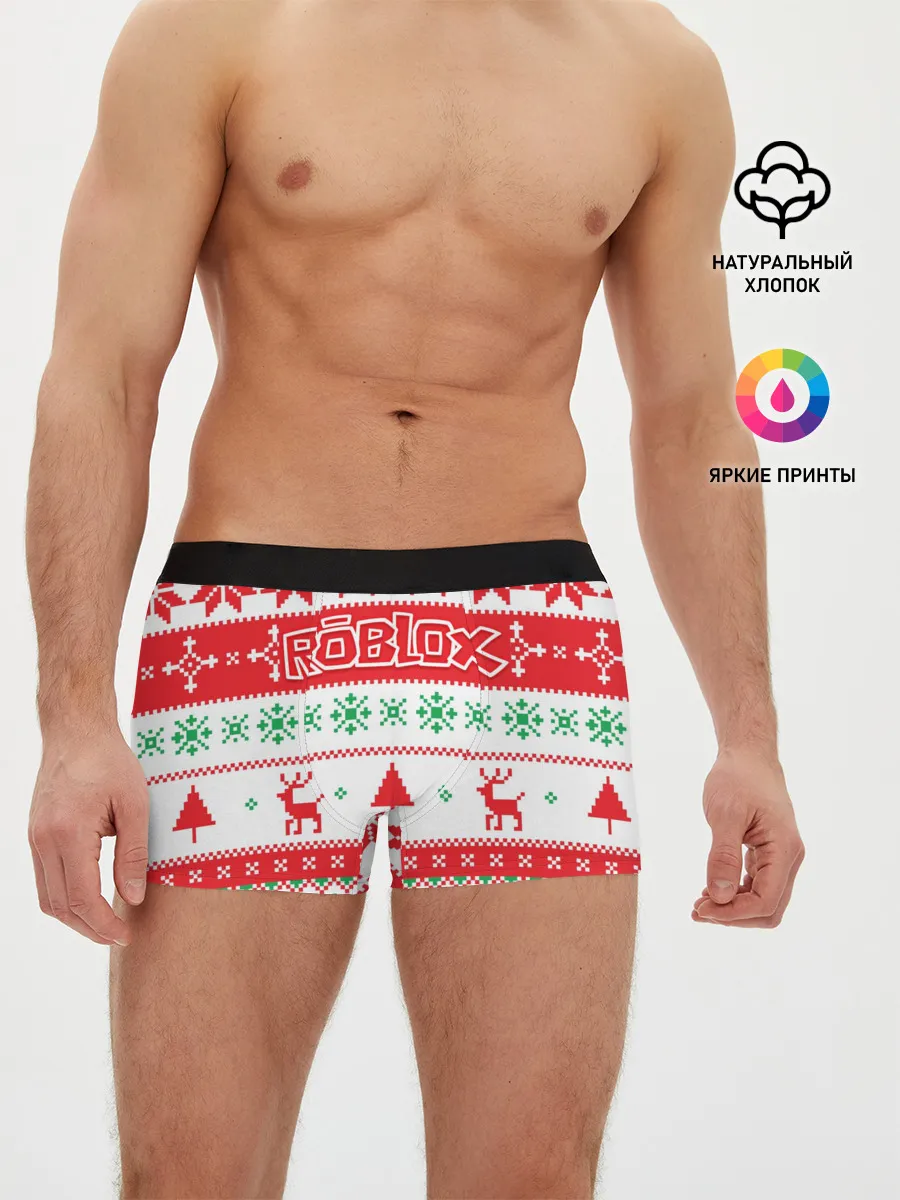 Мужские трусы боксеры / Новогодний Roblox