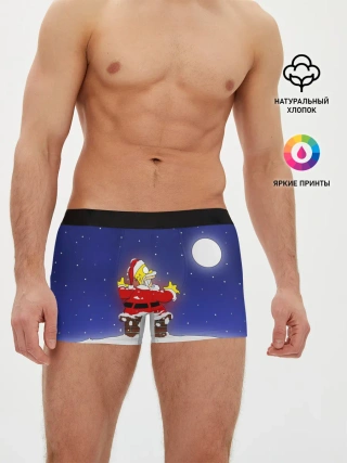 Мужские трусы боксеры / Гомер Санта Клаус