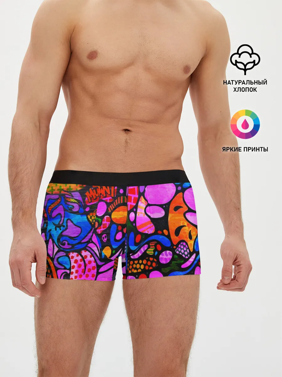 Мужские трусы боксеры / Неоновое граффити
