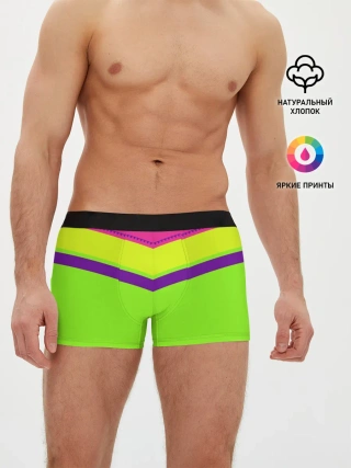 Мужские трусы боксеры / Цветные треугольники_ салатовы