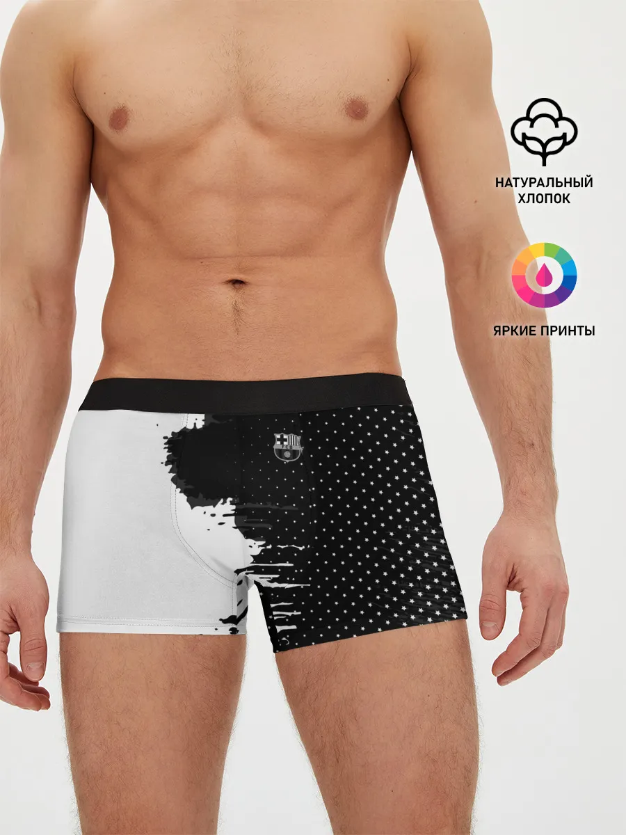 Мужские трусы боксеры / Barcelona uniform black 2018