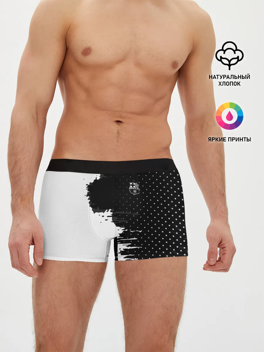 Мужские трусы боксеры / Barcelona uniform black 2018