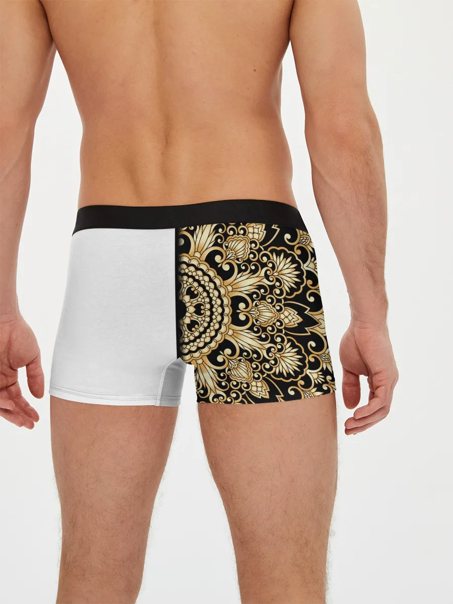 Мужские трусы боксеры / Белое на черном