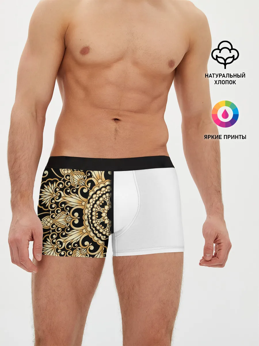 Мужские трусы боксеры / Белое на черном