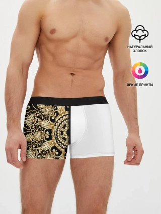 Мужские трусы боксеры / Белое на черном