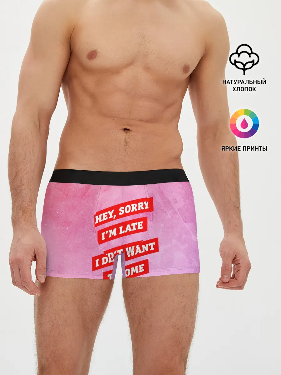 Мужские трусы боксеры / sorry im late 3d