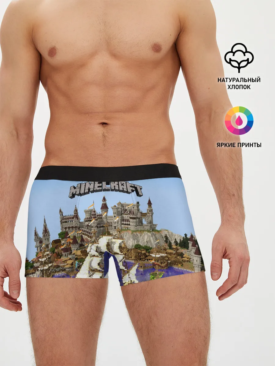 Мужские трусы боксеры / Корабль и замок в манкрафт.