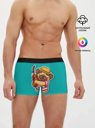 Мужские трусы боксеры / Мопс музыкант