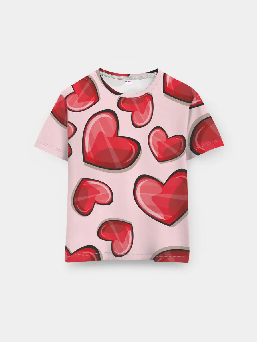 Мужская базовая футболка / Узор Сердечки для влюбленных