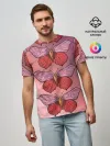 Мужская базовая футболка / Розовый принт с бабочками