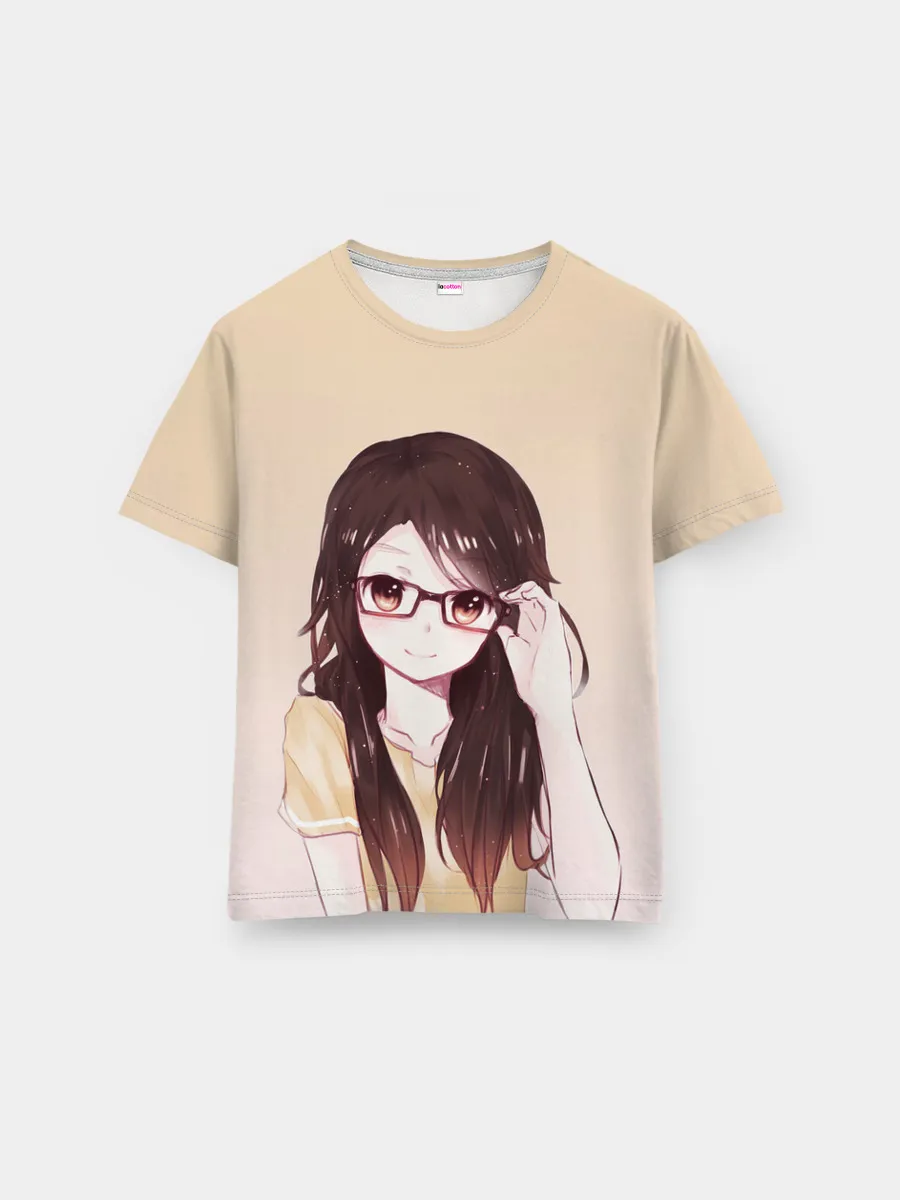 Мужская базовая футболка / девочка в очках милая