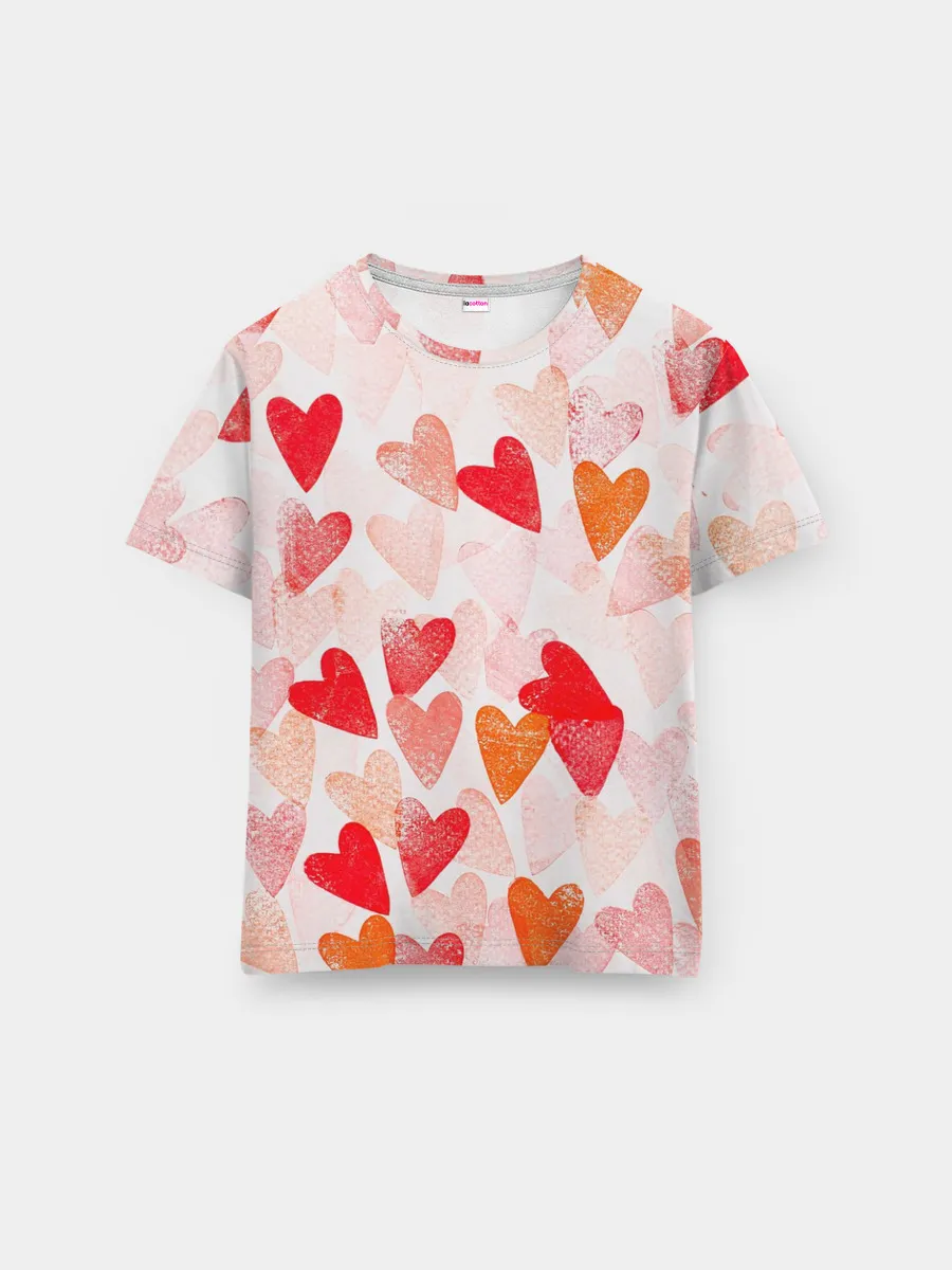 Мужская базовая футболка / Ванильные сердечки