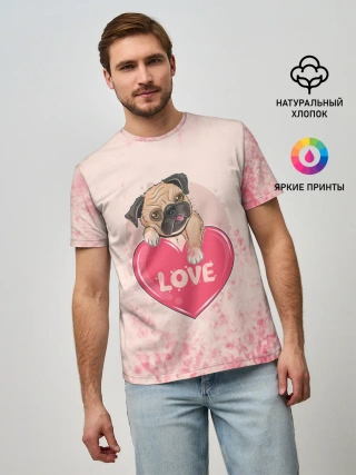 Мужская базовая футболка / Love Pug | Люблю мопса