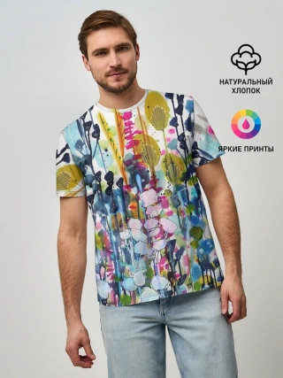 Мужская базовая футболка / Watercolor Flowers