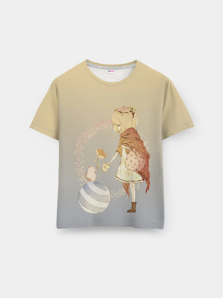 Мужская базовая футболка / девочка и мышка друзья