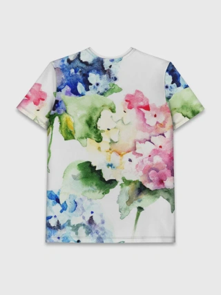 Мужская базовая футболка / Акварель, гортензии