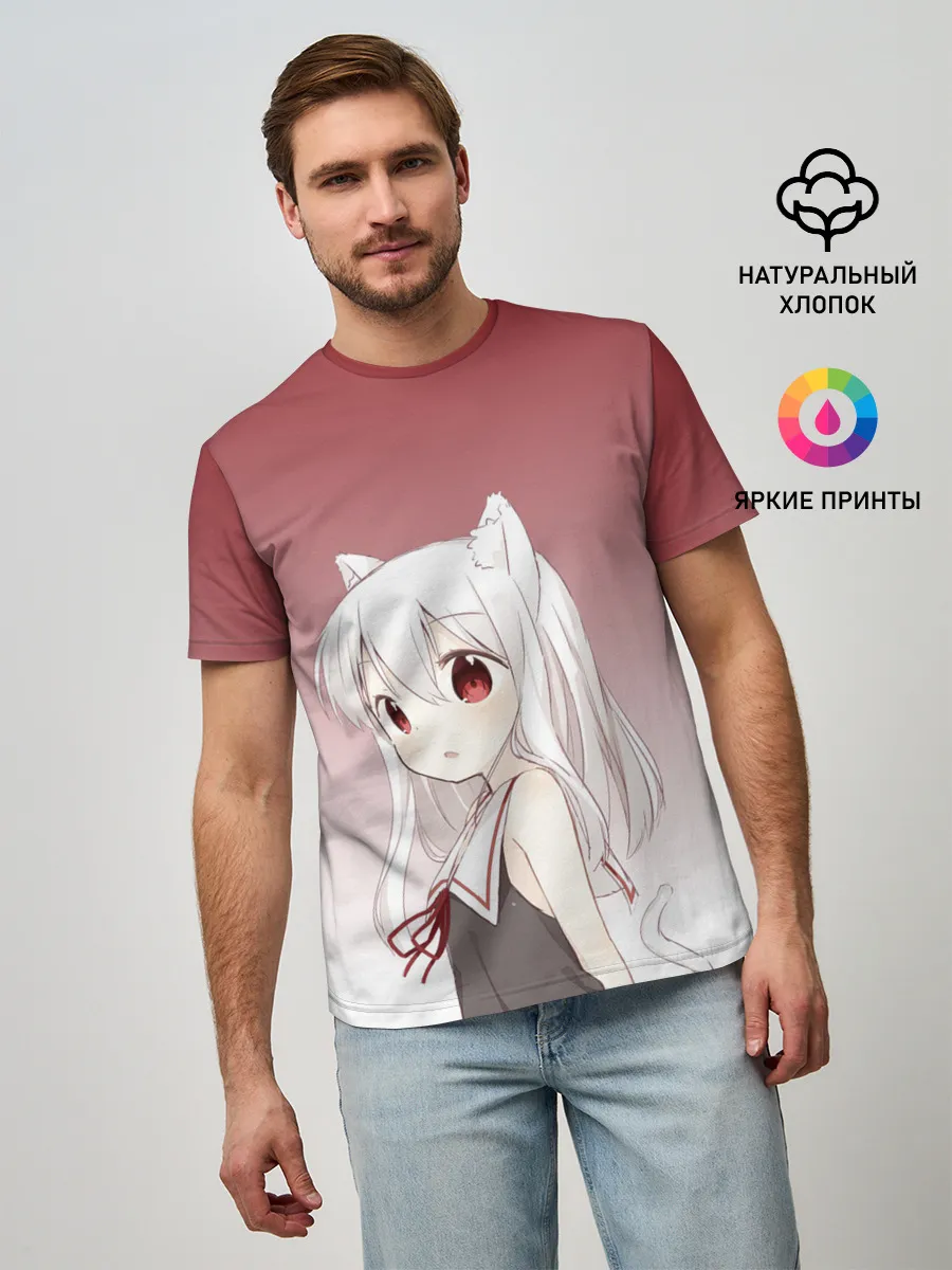 Мужская базовая футболка / малышка ушки хвост глаза