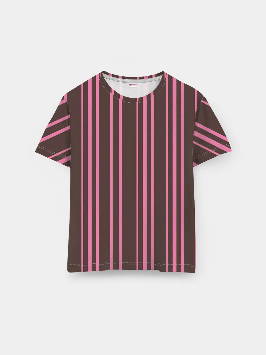 Мужская базовая футболка / Чёрно-розовые линии