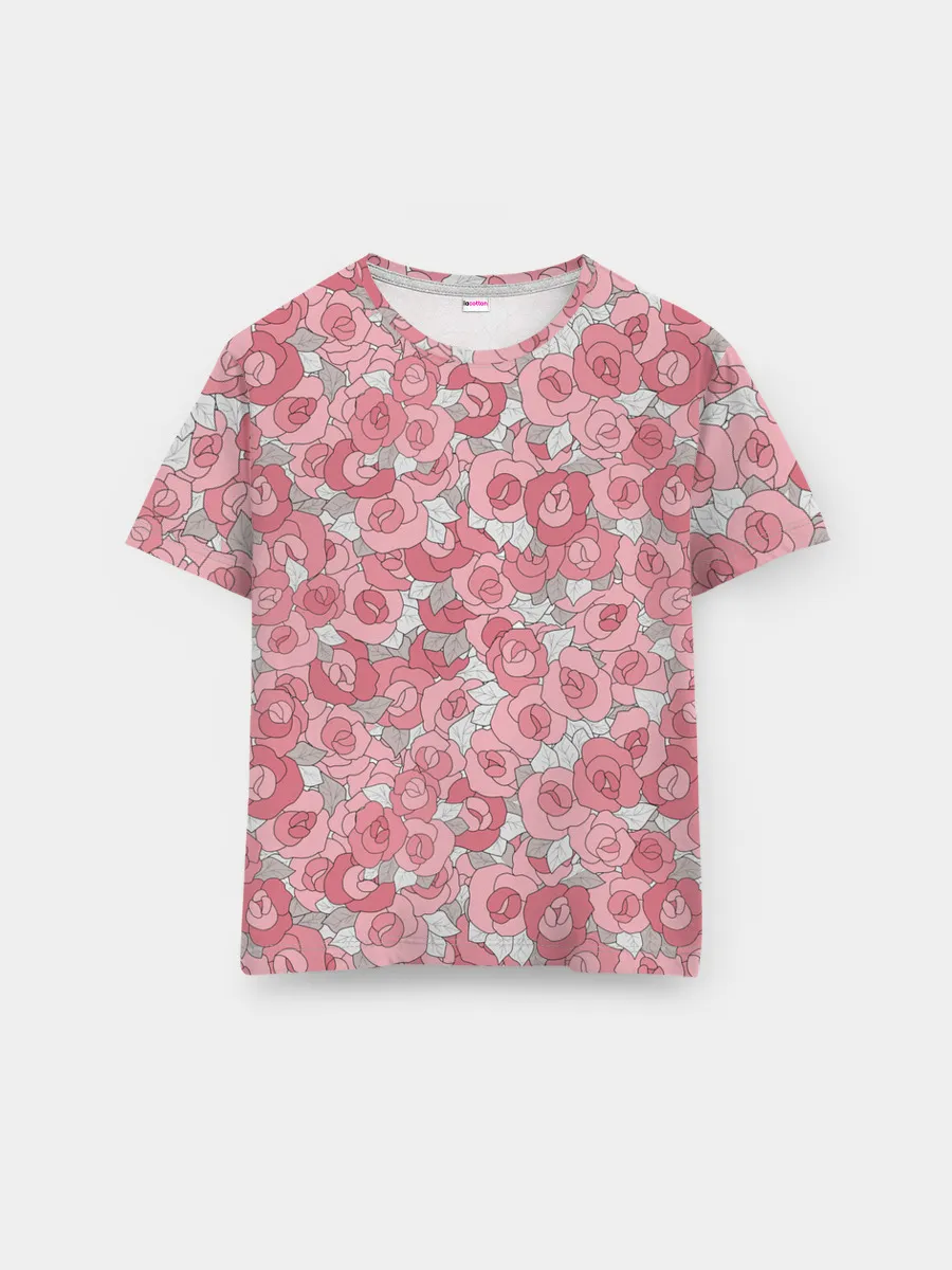 Мужская базовая футболка / Нежно коралловые розы