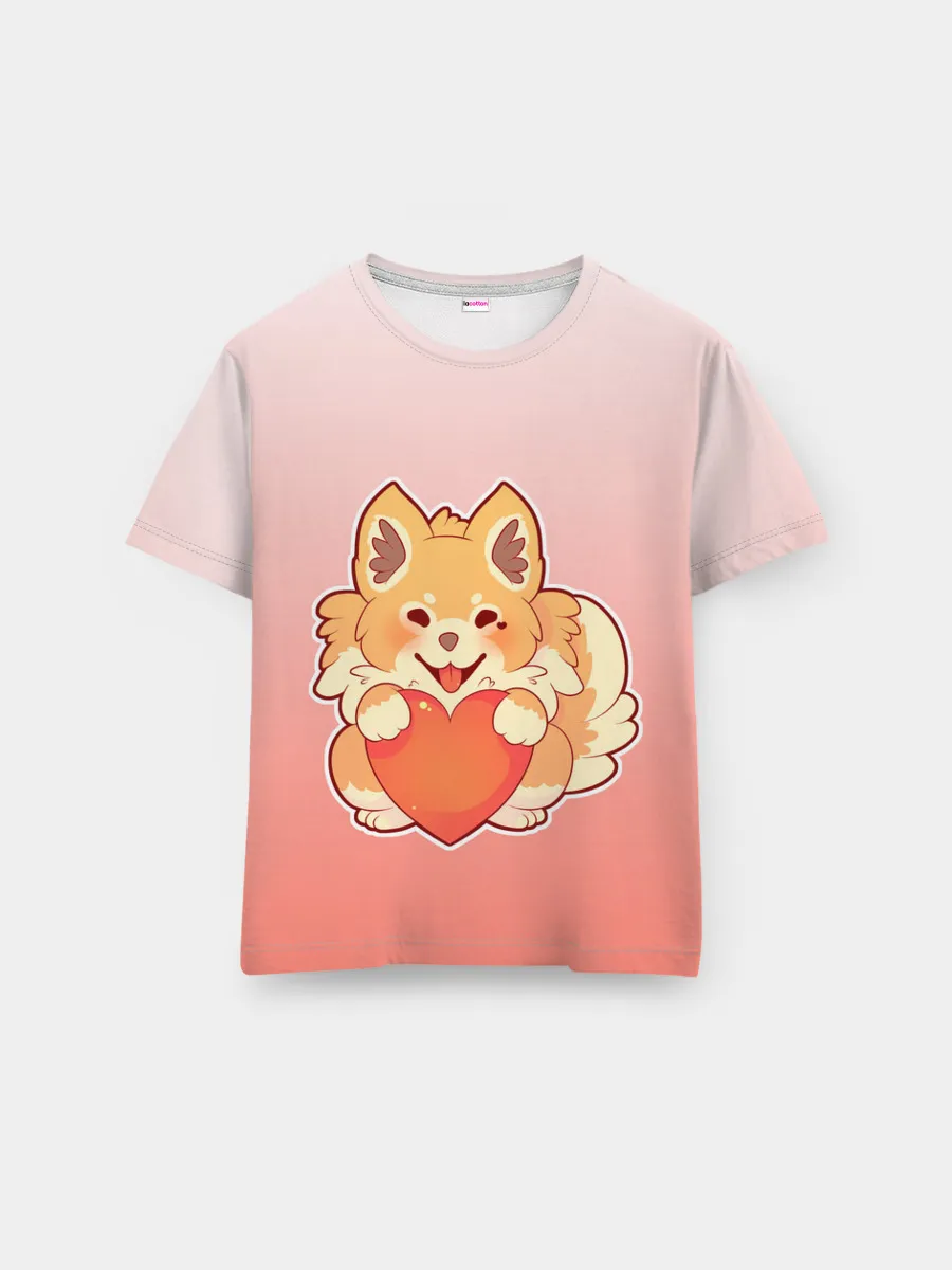 Мужская базовая футболка / Собака корги сердечко милота