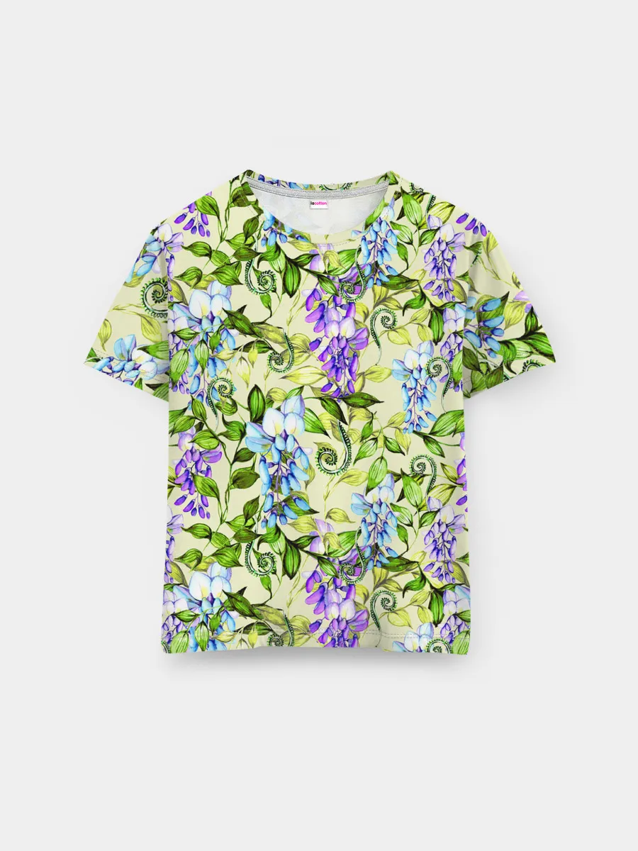 Мужская базовая футболка / Глициния на бежевом фоне