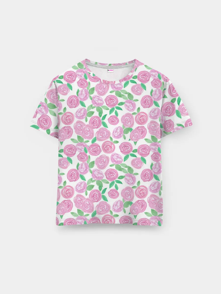 Мужская базовая футболка / Розовые акварельные розы