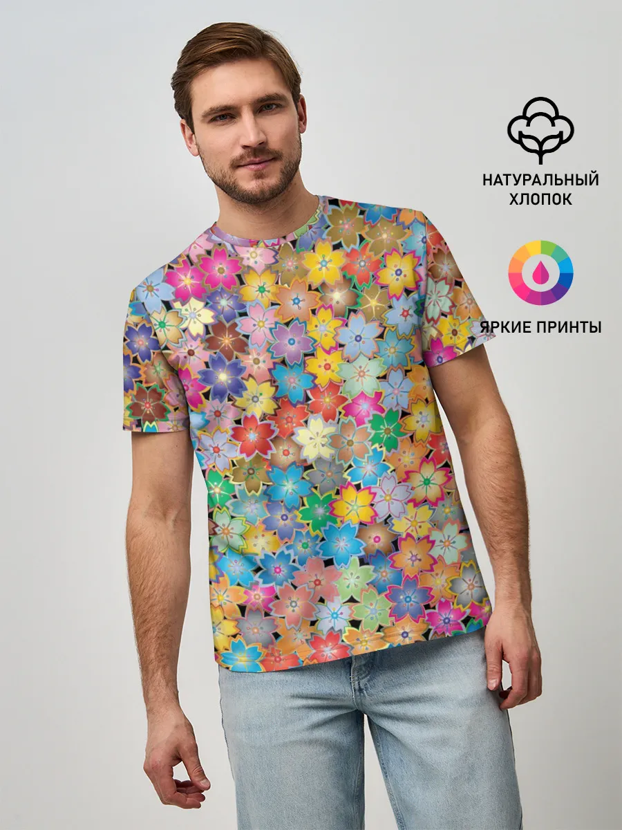Мужская базовая футболка / цветы цветочки