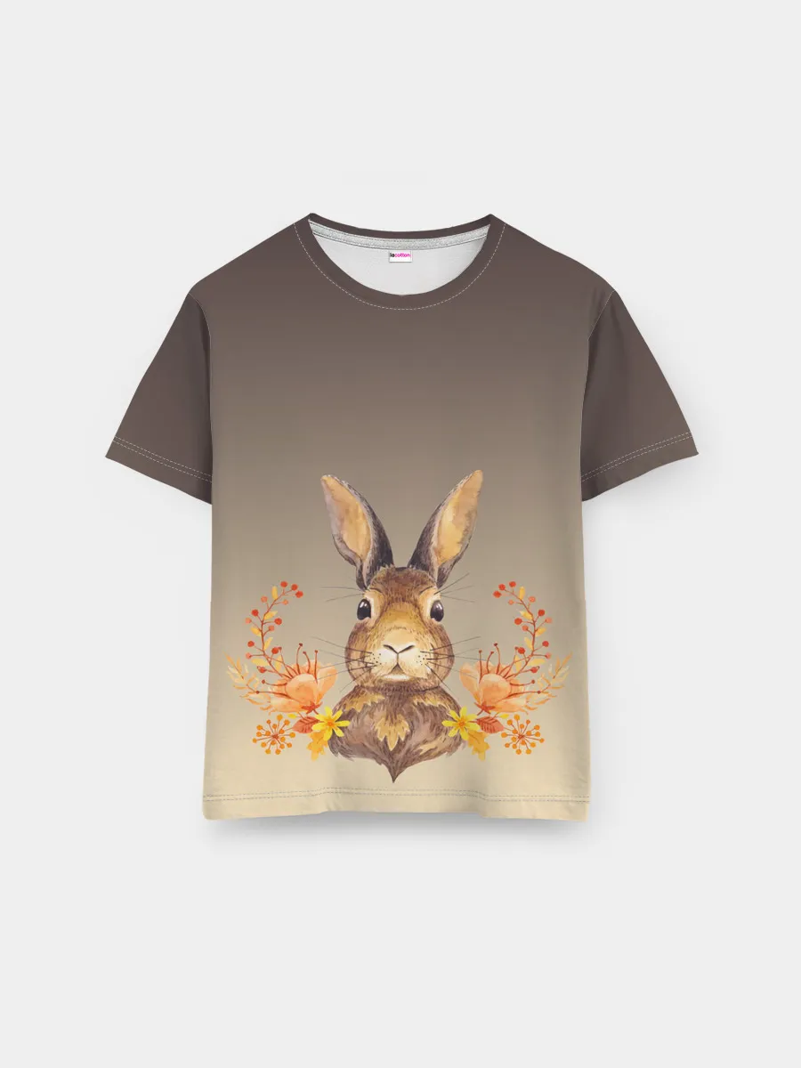 Мужская базовая футболка / заяц в цветочках