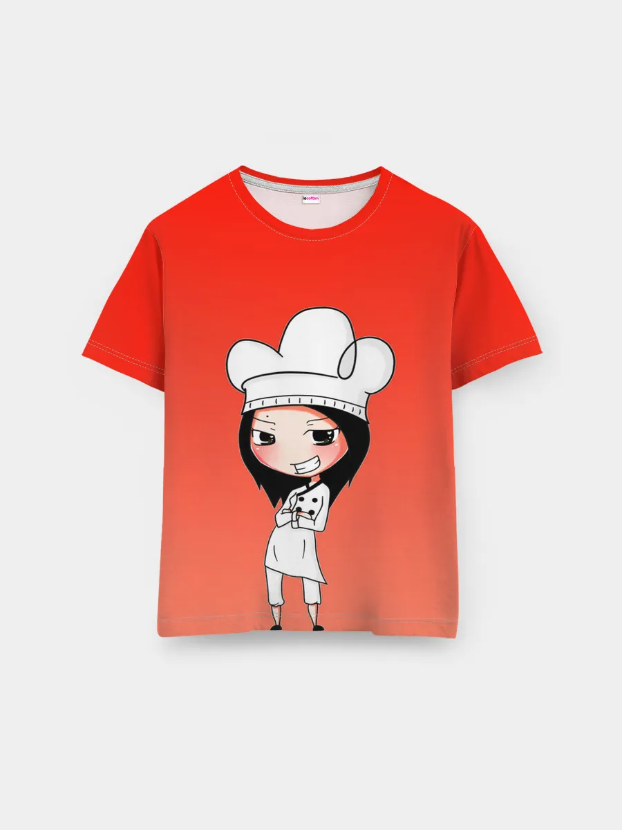 Мужская базовая футболка / Повар девушка манга