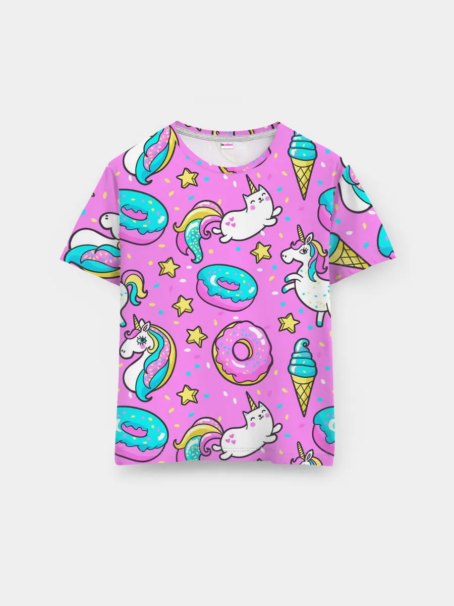 Мужская базовая футболка / Единороги с пончиками