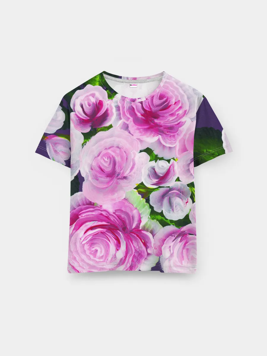 Мужская базовая футболка / Цветы Розовые Розы красками