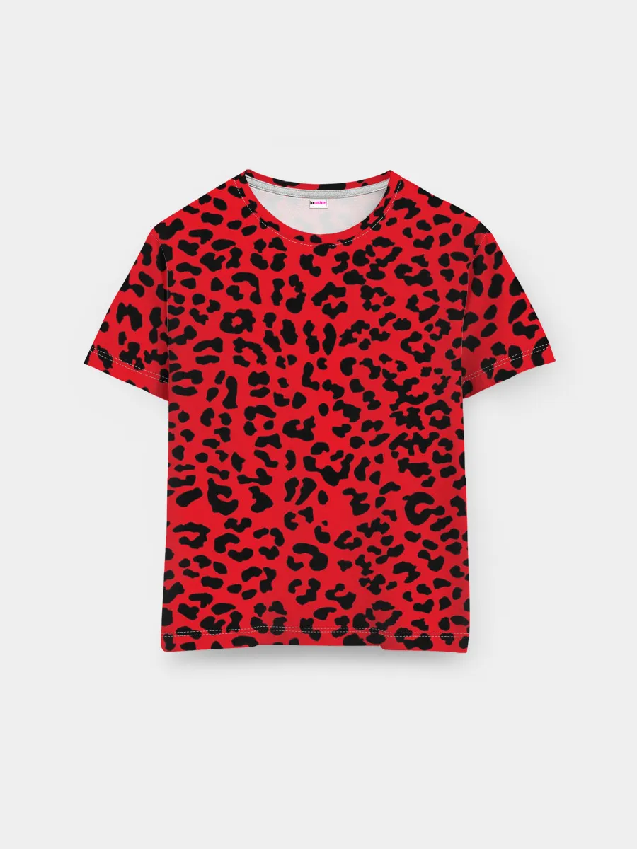 Мужская базовая футболка / Леопард Красный