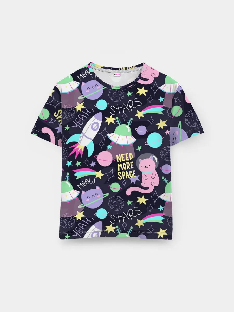 Мужская базовая футболка / Коты-космонавты