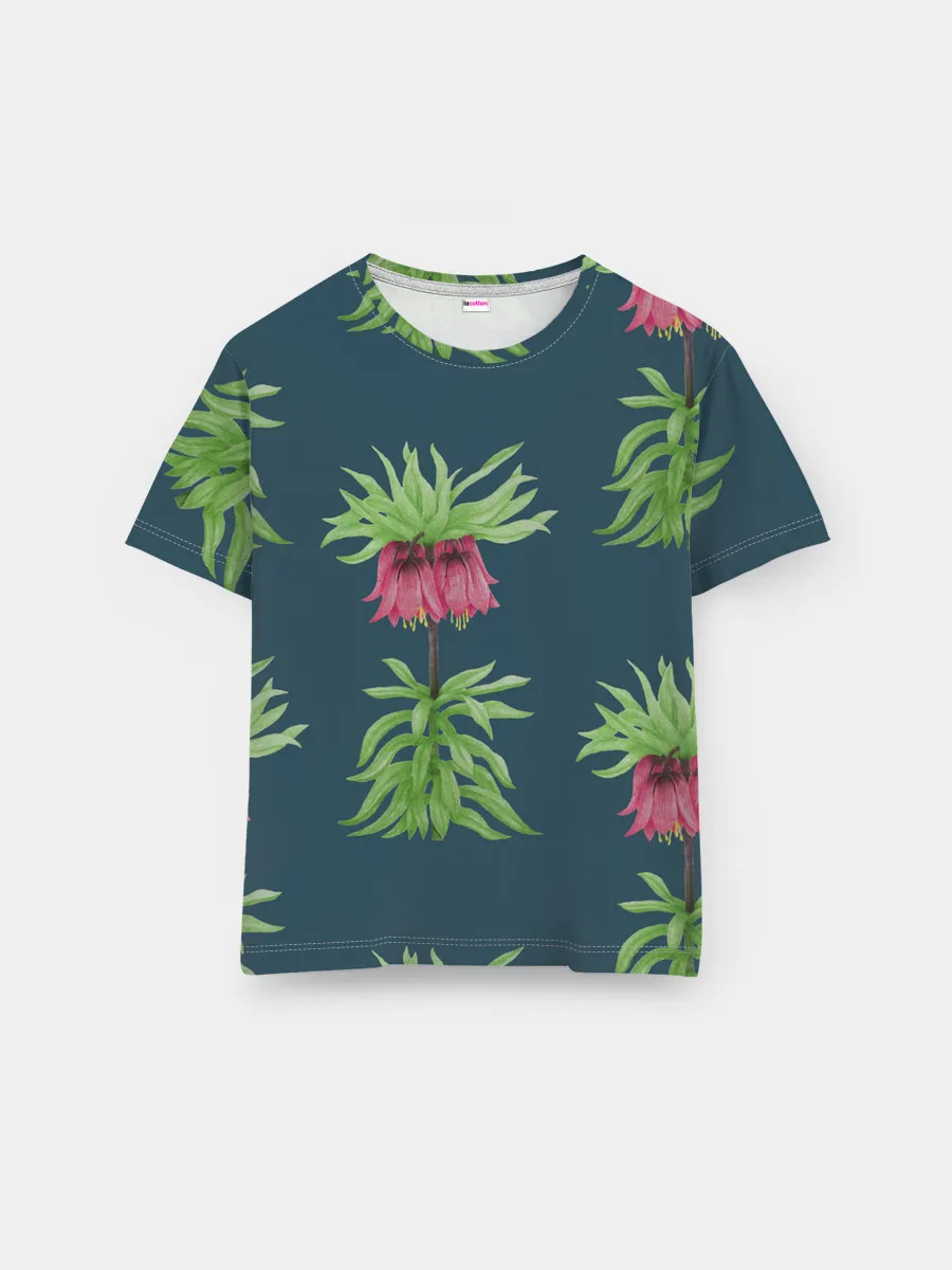 Мужская базовая футболка / Цветы рябчика на темном фоне