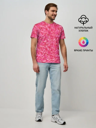 Мужская базовая футболка / Цикламеновая пиксельная абстракция