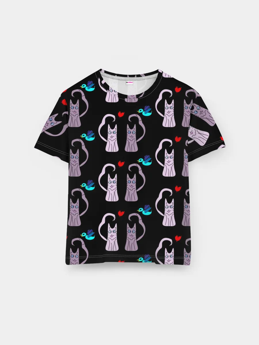 Мужская базовая футболка / Фиолетовые котики