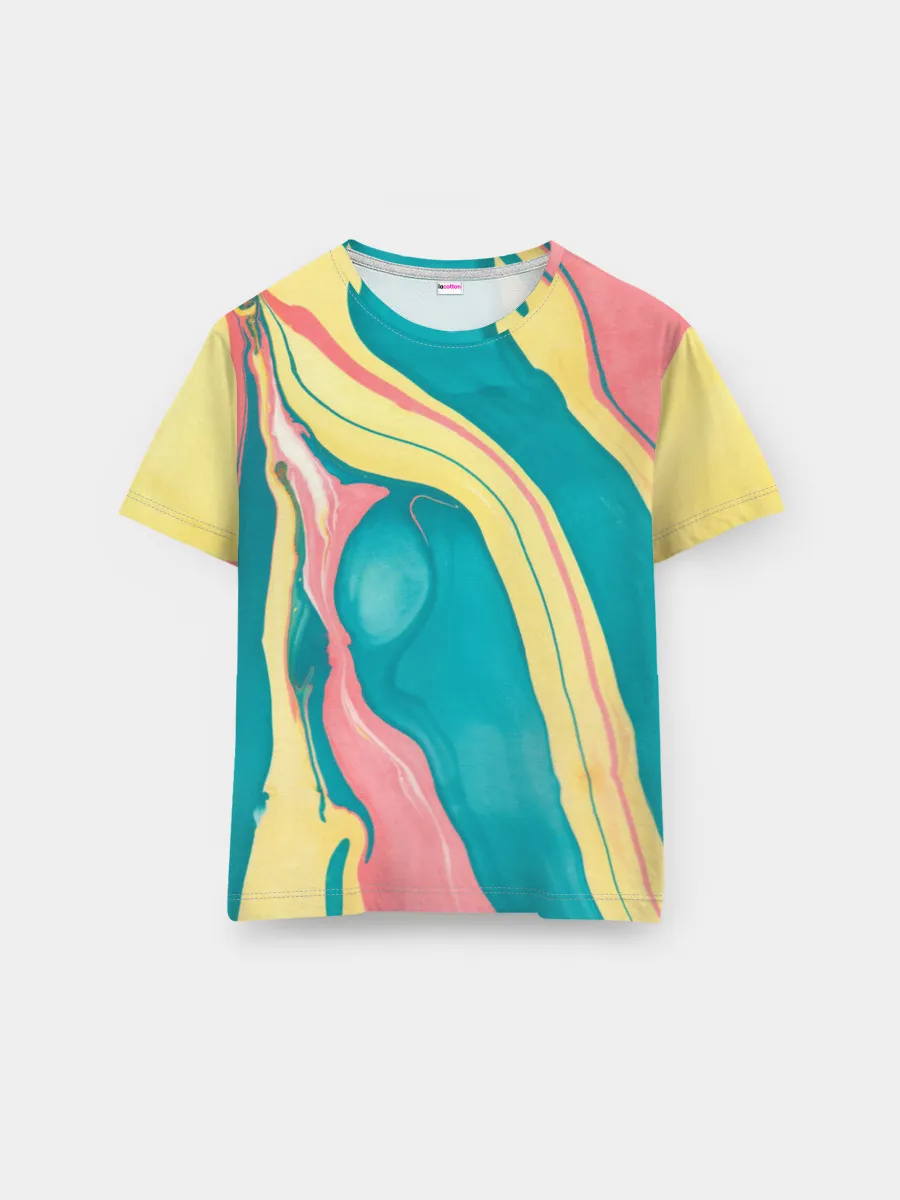 Мужская базовая футболка / осенний красочный развод