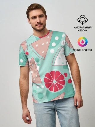 Мужская базовая футболка / Арбузно-цитрусовый узор