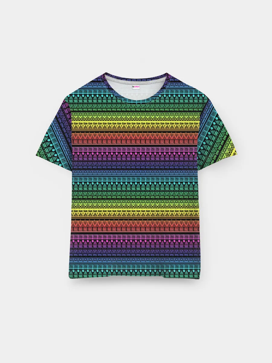 Мужская базовая футболка / Этнический радужный орнамент