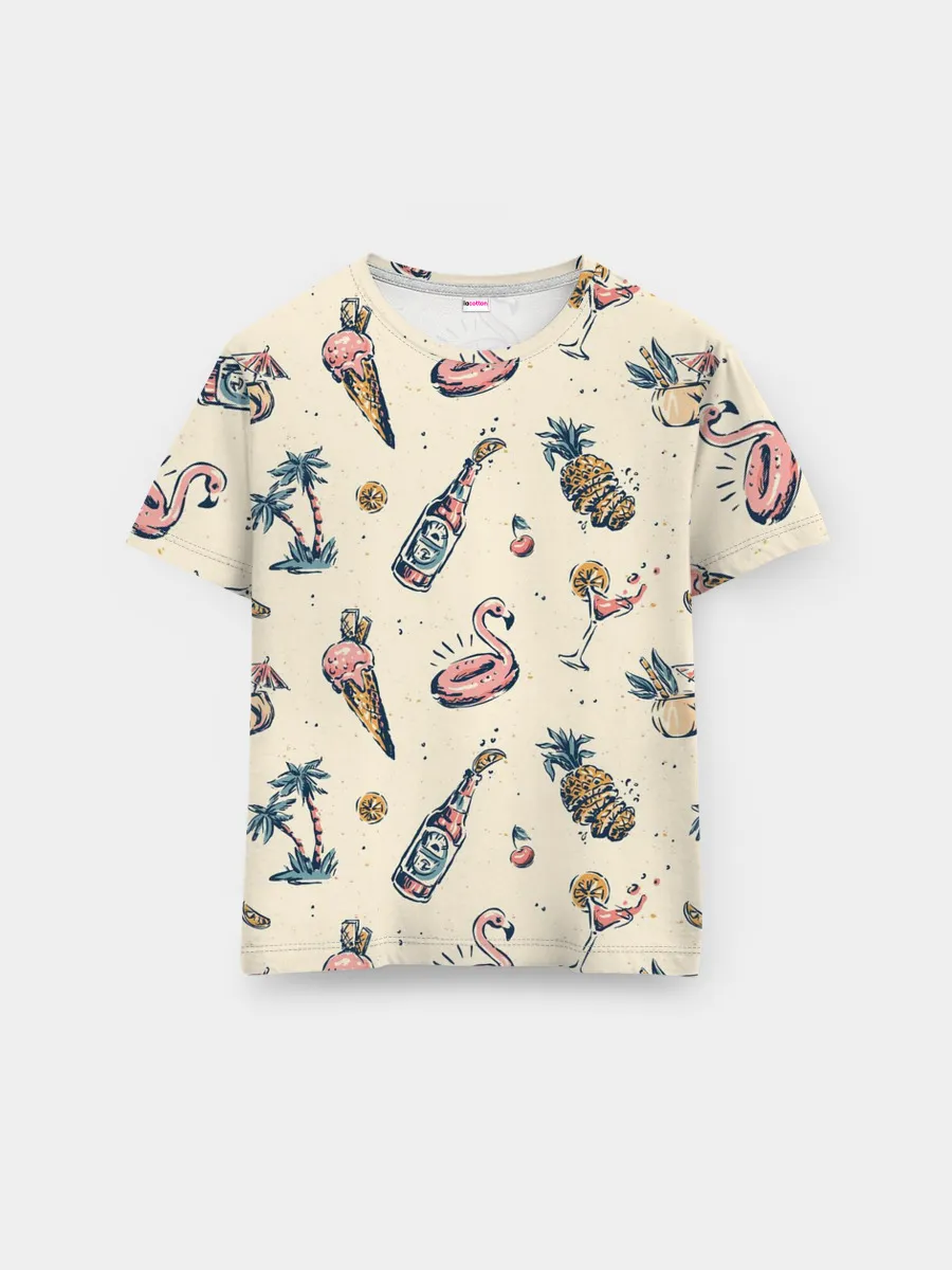 Мужская базовая футболка / Винтажный Гавайский Рисунок