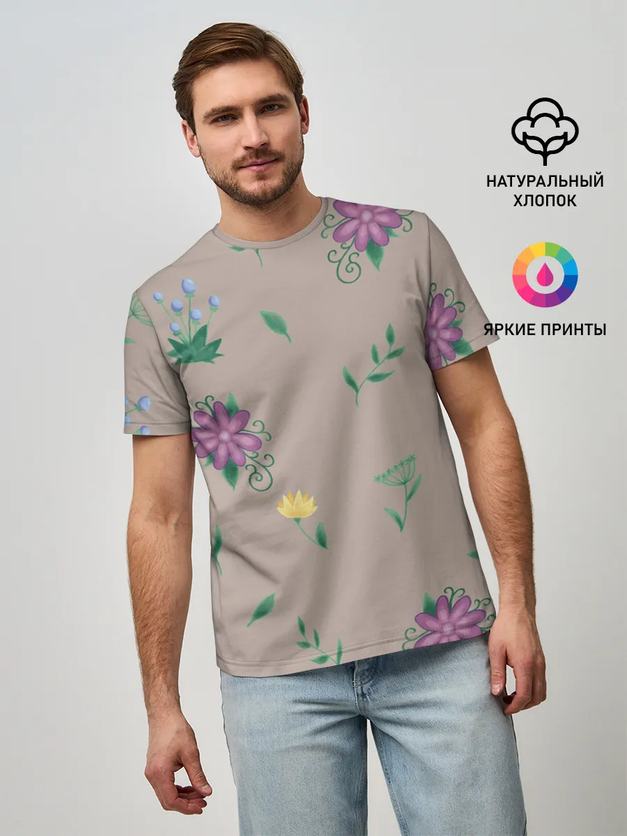 Мужская базовая футболка / Цветочная эстетика